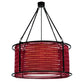 Meyda Lighting Maille 24" 4-Light Black Drum Pendant Light With Ruby Red Shade