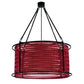 Meyda Lighting Maille 24" 4-Light Black Drum Pendant Light With Ruby Red Shade