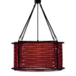 Meyda Lighting Maille 24" 4-Light Black Drum Pendant Light With Ruby Red Shade