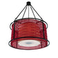 Meyda Lighting Maille 24" 4-Light Black Drum Pendant Light With Ruby Red Shade
