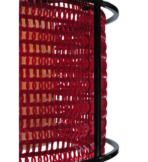 Meyda Lighting Maille 24" 4-Light Black Drum Pendant Light With Ruby Red Shade