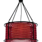 Meyda Lighting Maille 24" 4-Light Black Drum Pendant Light With Ruby Red Shade