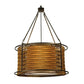 Meyda Lighting Maille 24" 4-Light Timeless Bronze Drum Pendant Light With Beige and Gold Shade Glass