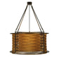 Meyda Lighting Maille 24" 4-Light Timeless Bronze Drum Pendant Light With Beige and Gold Shade Glass