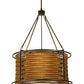 Meyda Lighting Maille 24"W x 54"H 4-Light Timeless Bronze Drum Pendant Light With Gold and Frosted White Idalight Shade