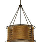 Meyda Lighting Maille 24"W x 54"H 4-Light Timeless Bronze Drum Pendant Light With Gold and Frosted White Idalight Shade