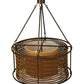 Meyda Lighting Maille 24"W x 54"H 4-Light Timeless Bronze Drum Pendant Light With Gold and Frosted White Idalight Shade
