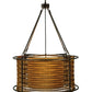 Meyda Lighting Maille 24"W x 54"H 4-Light Timeless Bronze Drum Pendant Light With Gold and Frosted White Idalight Shade