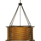 Meyda Lighting Maille 24"W x 54"H 4-Light Timeless Bronze Drum Pendant Light With Gold and Frosted White Idalight Shade