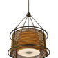 Meyda Lighting Maille 24"W x 54"H 4-Light Timeless Bronze Drum Pendant Light With Gold and Frosted White Idalight Shade