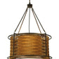 Meyda Lighting Maille 24"W x 54"H 4-Light Timeless Bronze Drum Pendant Light With Gold and Frosted White Idalight Shade