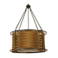 Meyda Lighting Maille 24"W x 64"H 4-Light Timeless Bronze Drum Pendant Light With Gold and Frosted White Idalight Shade