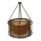 Meyda Lighting Maille 24"W x 64"H 4-Light Timeless Bronze Drum Pendant Light With Gold and Frosted White Idalight Shade