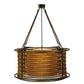 Meyda Lighting Maille 24"W x 64"H 4-Light Timeless Bronze Drum Pendant Light With Gold and Frosted White Idalight Shade