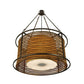 Meyda Lighting Maille 24"W x 64"H 4-Light Timeless Bronze Drum Pendant Light With Gold and Frosted White Idalight Shade