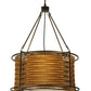 Meyda Lighting Maille 24"W x 64"H 4-Light Timeless Bronze Drum Pendant Light With Gold and Frosted White Idalight Shade