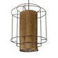 Meyda Lighting Maille 39"W x 140"H 4-Light Timeless Bronze Drum Pendant Light With Gold and Frosted White Idalight Shade