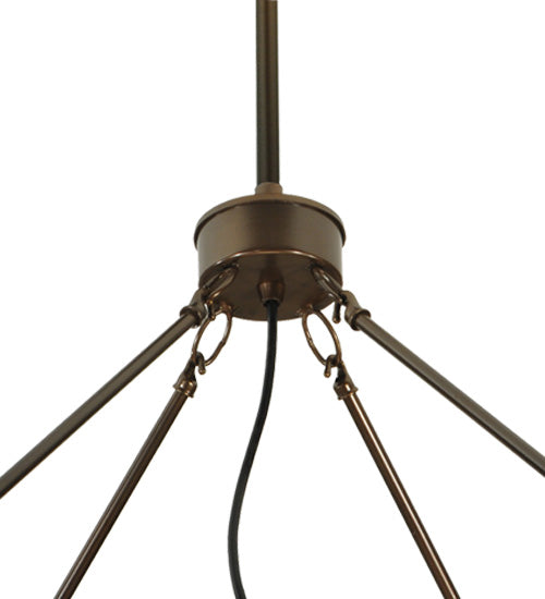Meyda Lighting Maille 47"W x 86"H 6-Light Timeless Bronze Drum Pendant Light With Gold and Frosted White Idalight Shade