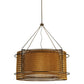 Meyda Lighting Maille 47"W x 86"H 6-Light Timeless Bronze Drum Pendant Light With Gold and Frosted White Idalight Shade