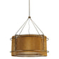 Meyda Lighting Maille 47"W x 86"H 6-Light Timeless Bronze Drum Pendant Light With Gold and Frosted White Idalight Shade