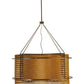 Meyda Lighting Maille 47"W x 86"H 6-Light Timeless Bronze Drum Pendant Light With Gold and Frosted White Idalight Shade
