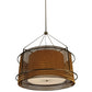 Meyda Lighting Maille 47"W x 86"H 6-Light Timeless Bronze Drum Pendant Light With Gold and Frosted White Idalight Shade
