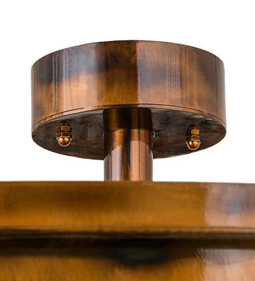 Meyda Lighting Maille 48" 5-Light Light Burnished Antique Copper Semi-flush Mount Ceiling Light With Amber Mica Shade Glass