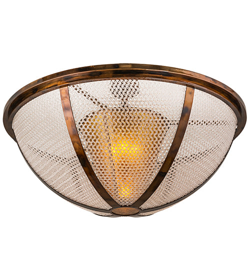 Meyda Lighting Maille 48" 5-Light Light Burnished Antique Copper Semi-flush Mount Ceiling Light With Amber Mica Shade Glass