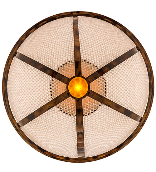 Meyda Lighting Maille 48" 5-Light Light Burnished Antique Copper Semi-flush Mount Ceiling Light With Amber Mica Shade Glass