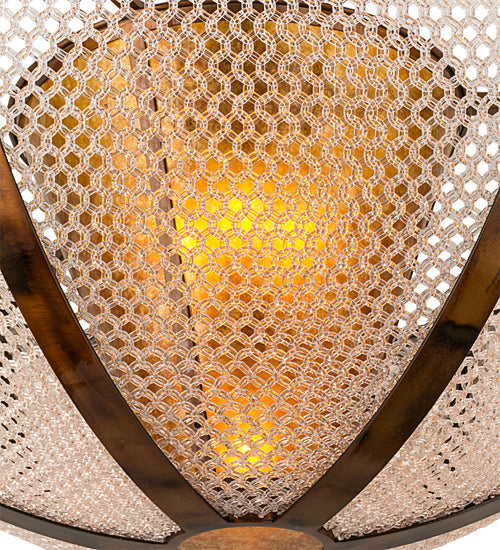 Meyda Lighting Maille 48" 5-Light Light Burnished Antique Copper Semi-flush Mount Ceiling Light With Amber Mica Shade Glass
