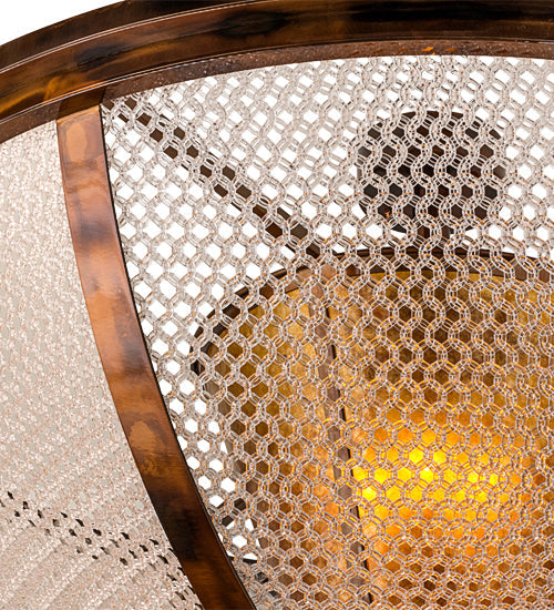Meyda Lighting Maille 48" 5-Light Light Burnished Antique Copper Semi-flush Mount Ceiling Light With Amber Mica Shade Glass