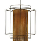 Meyda Lighting Maille 49"W x 150"H 4-Light Timeless Bronze Drum Pendant Light With Gold and Frosted White Idalight Shade