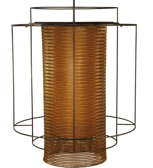 Meyda Lighting Maille 60"W x 128"H 8-Light Timeless Bronze Drum Pendant Light With Gold and Frosted White Idalight Shade