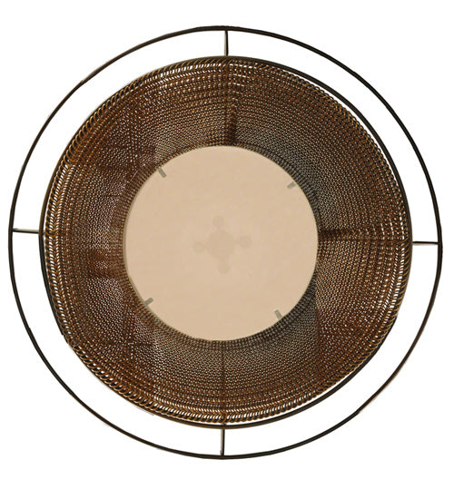 Meyda Lighting Maille 60"W x 128"H 8-Light Timeless Bronze Drum Pendant Light With Gold and Frosted White Idalight Shade