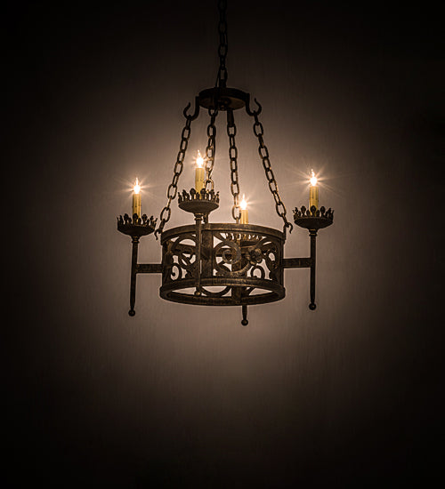 Meyda Lighting Majella 24" 4-Light English Bronze Chandelier With Ivory Faux Candlelight