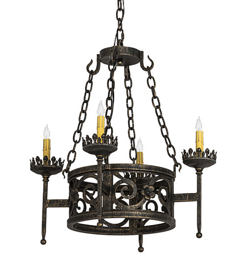Meyda Lighting Majella 24" 4-Light English Bronze Chandelier With Ivory Faux Candlelight