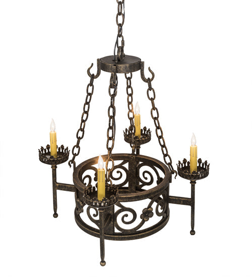 Meyda Lighting Majella 24" 4-Light English Bronze Chandelier With Ivory Faux Candlelight