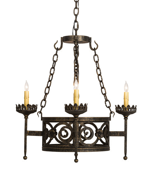 Meyda Lighting Majella 24" 4-Light English Bronze Chandelier With Ivory Faux Candlelight
