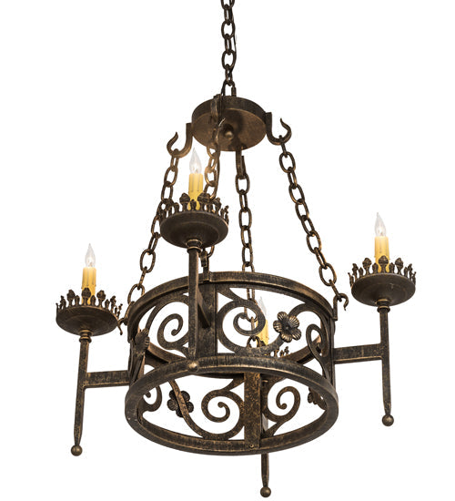 Meyda Lighting Majella 24" 4-Light English Bronze Chandelier With Ivory Faux Candlelight