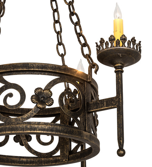 Meyda Lighting Majella 24" 4-Light English Bronze Chandelier With Ivory Faux Candlelight