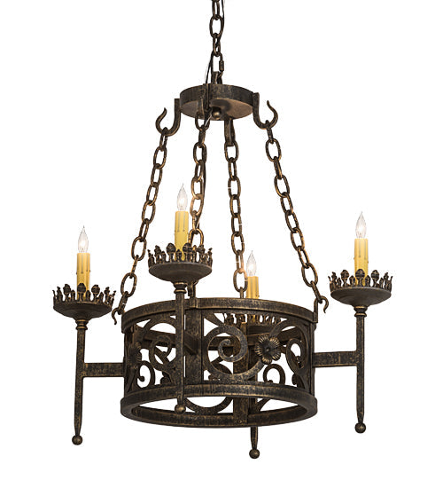 Meyda Lighting Majella 24" 4-Light English Bronze Chandelier With Ivory Faux Candlelight
