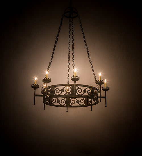 Meyda Lighting Majella 42" 8-Light English Bronze Chandelier With Amber Faux Candlelight