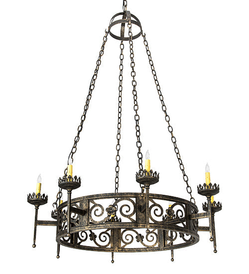 Meyda Lighting Majella 42" 8-Light English Bronze Chandelier With Amber Faux Candlelight