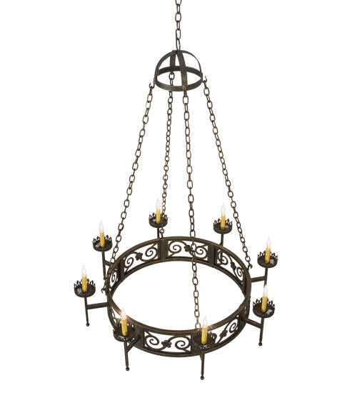 Meyda Lighting Majella 42" 8-Light English Bronze Chandelier With Amber Faux Candlelight
