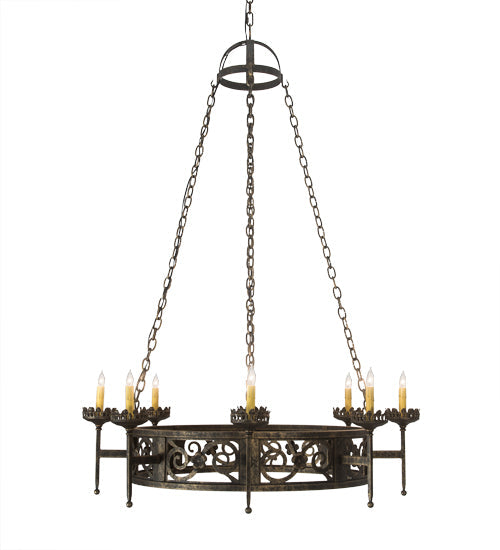 Meyda Lighting Majella 42" 8-Light English Bronze Chandelier With Amber Faux Candlelight