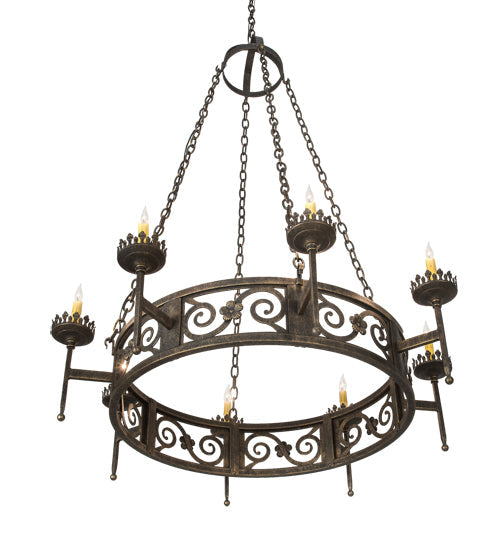 Meyda Lighting Majella 42" 8-Light English Bronze Chandelier With Amber Faux Candlelight