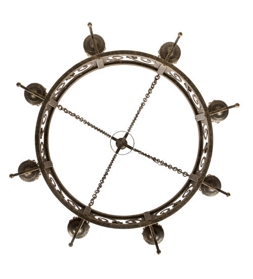 Meyda Lighting Majella 42" 8-Light English Bronze Chandelier With Amber Faux Candlelight