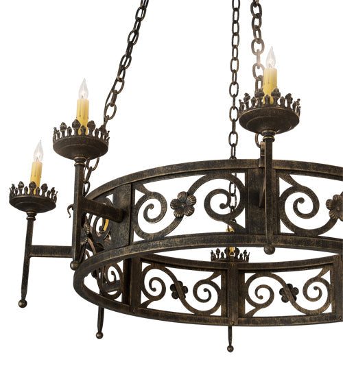 Meyda Lighting Majella 42" 8-Light English Bronze Chandelier With Amber Faux Candlelight