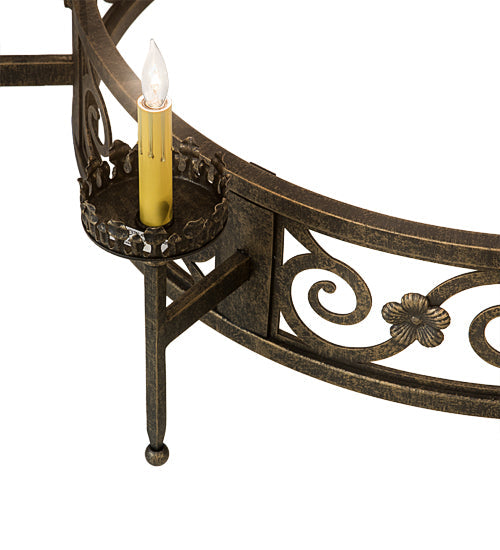 Meyda Lighting Majella 42" 8-Light English Bronze Chandelier With Amber Faux Candlelight