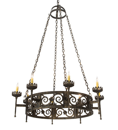 Meyda Lighting Majella 42" 8-Light English Bronze Chandelier With Amber Faux Candlelight